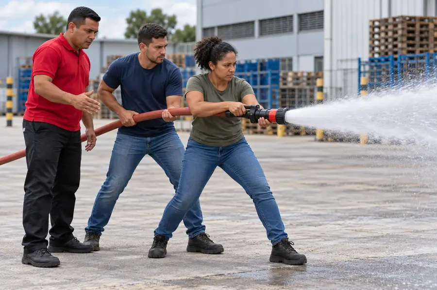 Prática com mangueira de hidrante