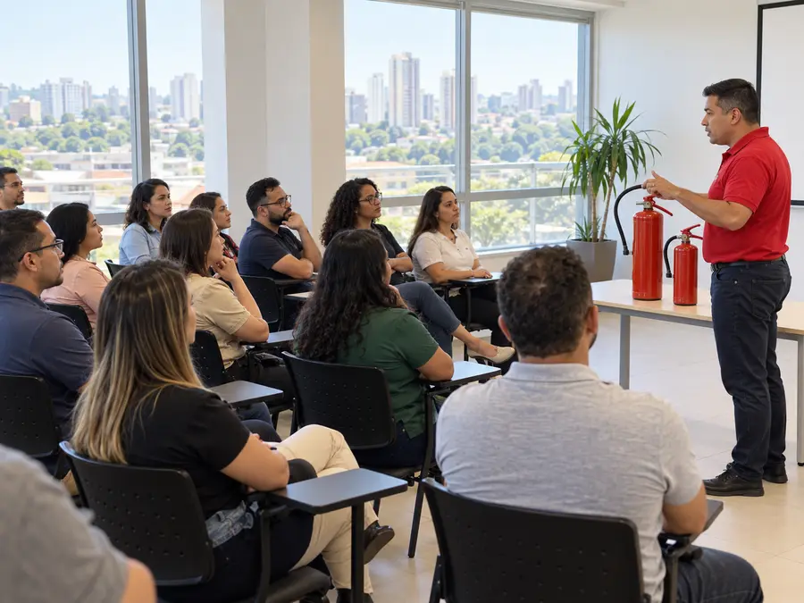 Aula teórica de Brigada de Incêndio na empresa